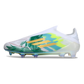 Botas de fútbol Adidas F50 Elite Laceless FG blancas y verdes